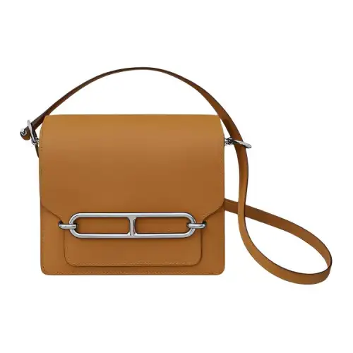 HERMES Roulis Silver Tone Buckle Cow Leather Shoulder Bag Mini Women's Sesame & Summer Pink
