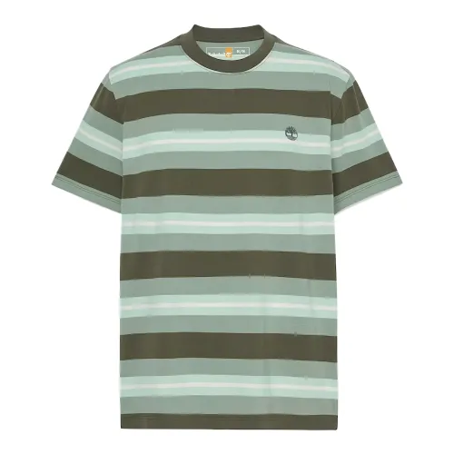 Timberland T Shirts Men's Green Crew Neck Moderate Straight Fit