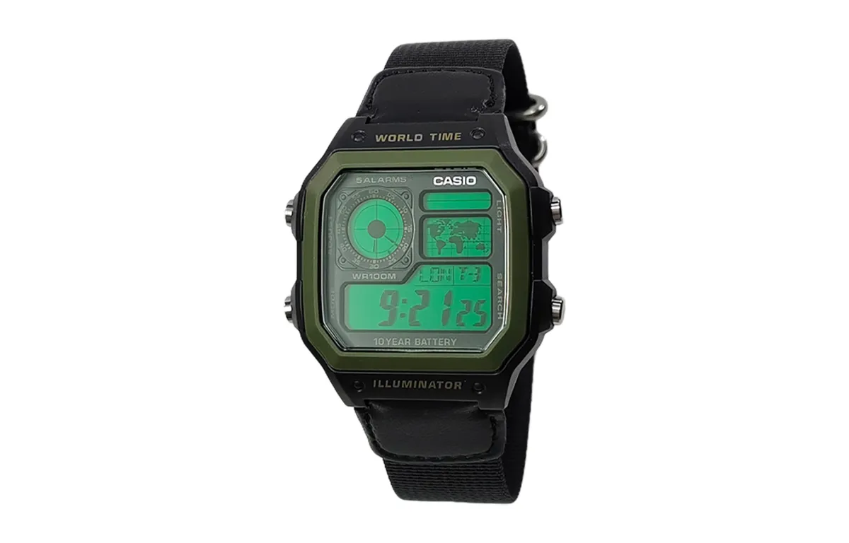 CASIO Custom Collection Quartz Movement Silicone Canvas Strap Watch Men's Watches Black Dial
