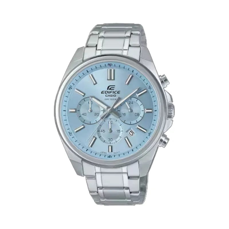 CASIO EDIFICE 30m Water Resistant Quartz Movement Stainless Steel Strap Watch Unisex Blue Dial