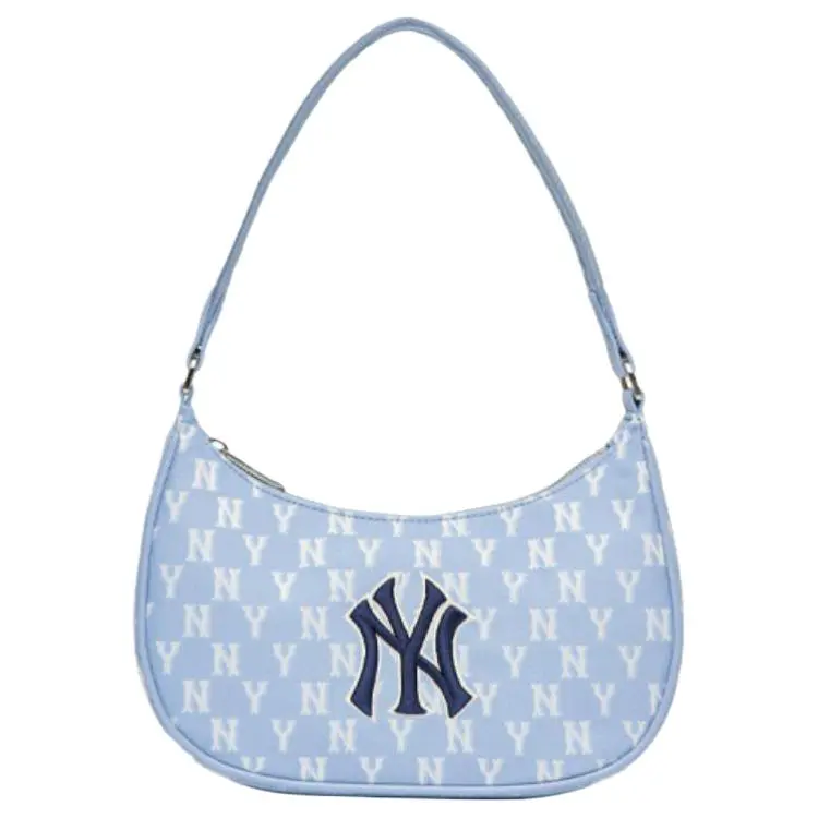MLB Monogram Polyester Shoulder Bag Women's Baby Blue
