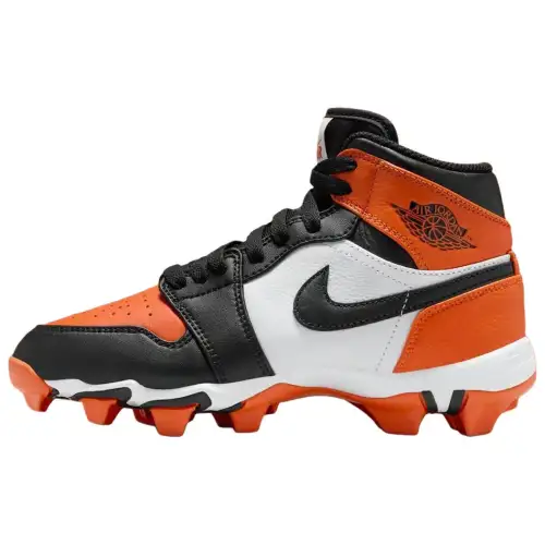 Jordan Air Jordan 1 Abrasion Resistant Soccer Shoes Men's White Black Orange