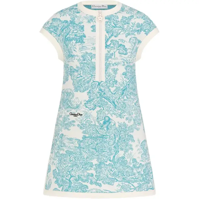 DIOR Short Sleeved Dress Women's Lily Of The Valley Green