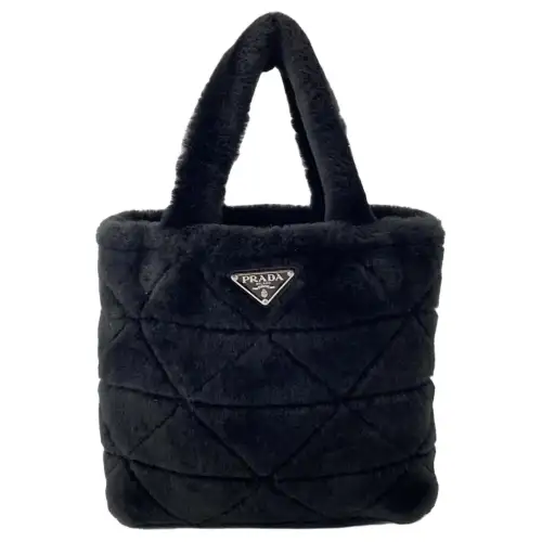 PRADA Minimalist Fashion Leather Handbag Clutch Regular Women's Black