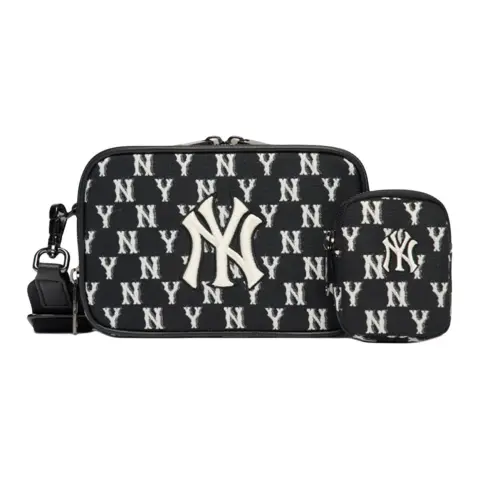 MLB Monogram Polyester Combo Bag, Camera Bag, Shoulder Bag Unisex Black