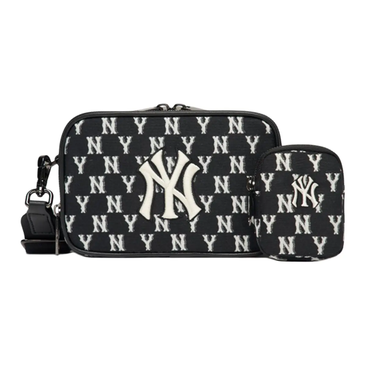 MLB Monogram Polyester Combo Bag, Camera Bag, Shoulder Bag Unisex Black