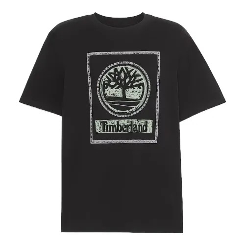 Timberland T Shirts Men's Black Crew Neck Moderate Straight Fit