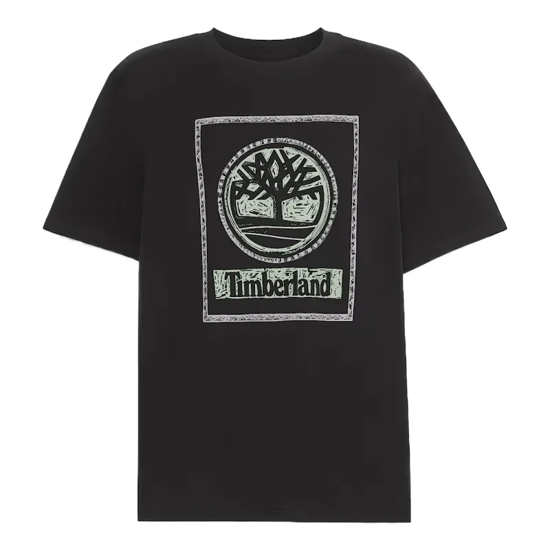 Timberland T Shirts Men's Black Crew Neck Moderate Straight Fit