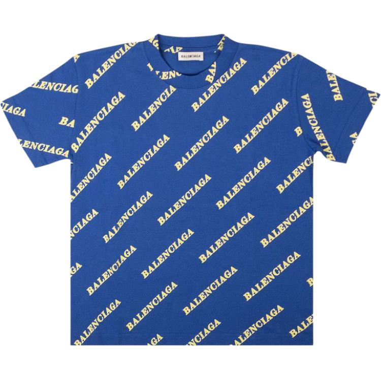 Balenciaga T Shirts Men's Blue Crew Neck Moderate
