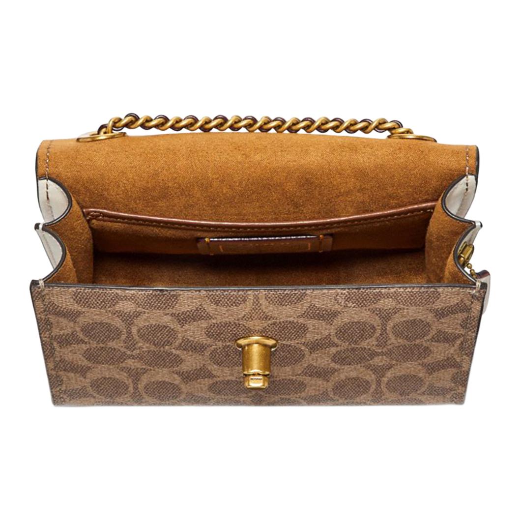 Женская сумка COACH Parker 18 (бело-коричневая) — фото 4