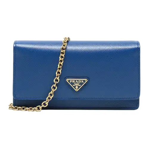 PRADA Cow Leather Handheld Crossbody Bag, Shoulder Bag Women's Blue