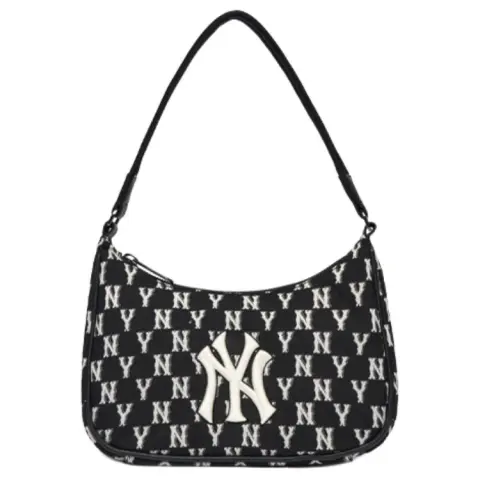 MLB NY Yankees Hobo Bag Shoulder Bag Monogram Collection Women's Black/White