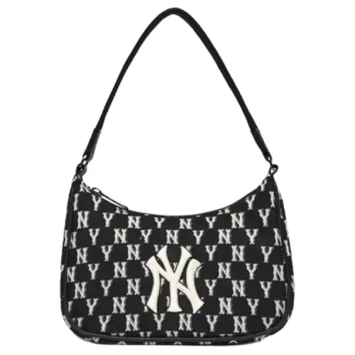 MLB NY Yankees Hobo Bag Shoulder Bag Monogram Collection Women's Black/White