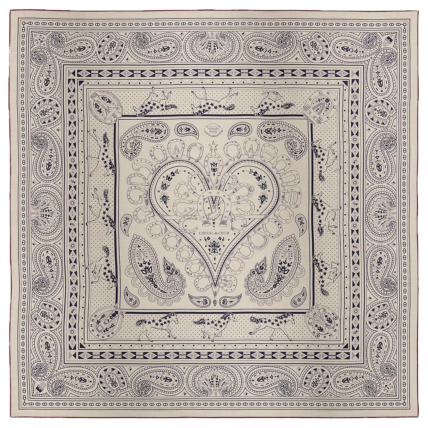 Женский платок Hermes (синий)