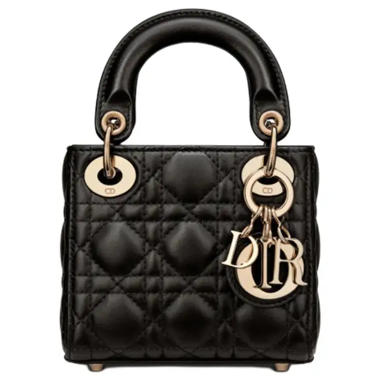 DIOR Lady Dior Sheepskin Handbag Extra Mini Women's Black