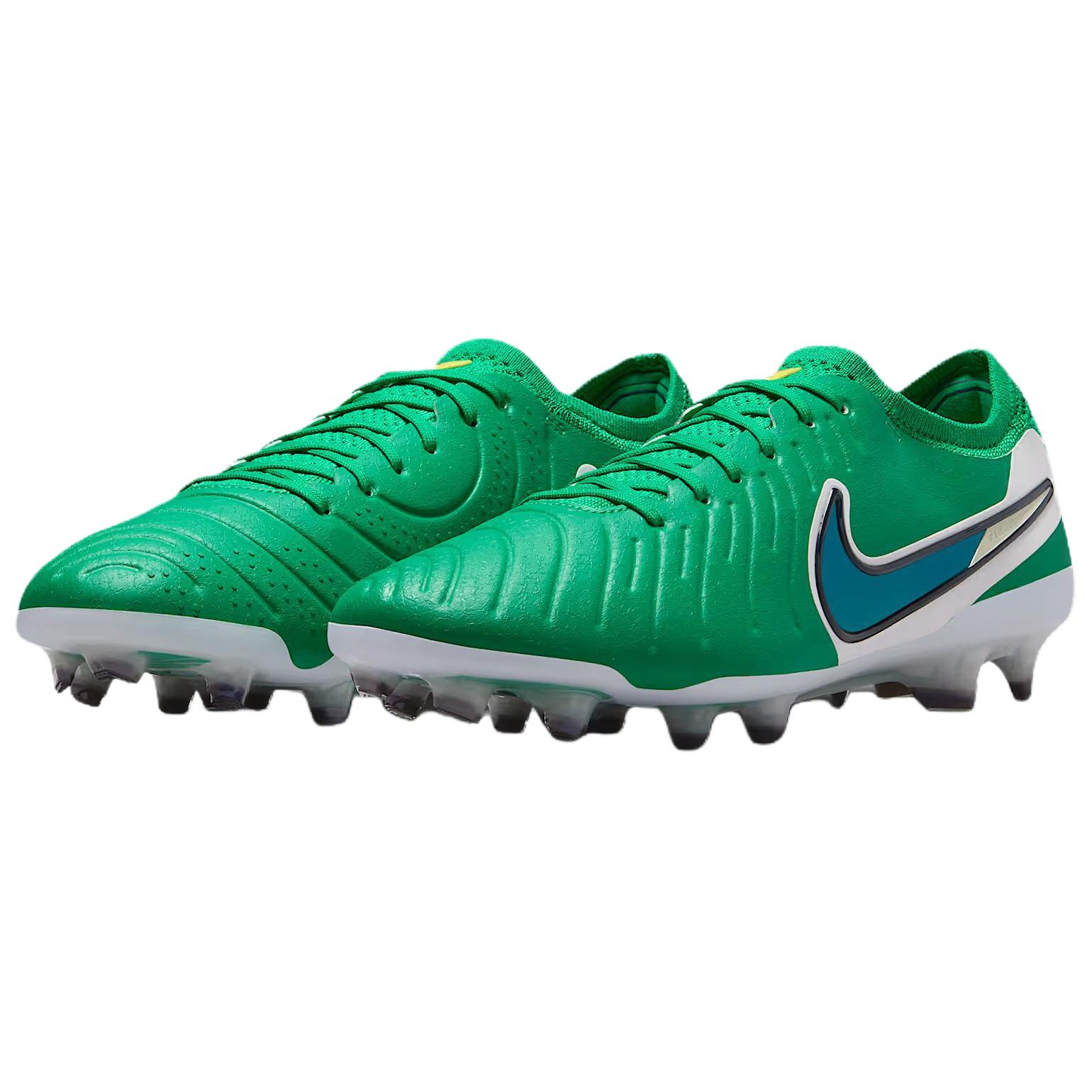 Nike Tiempo Legend 10 Natural Grass Artificial Leather Abrasion Resistant Soccer Shoes Unisex Green