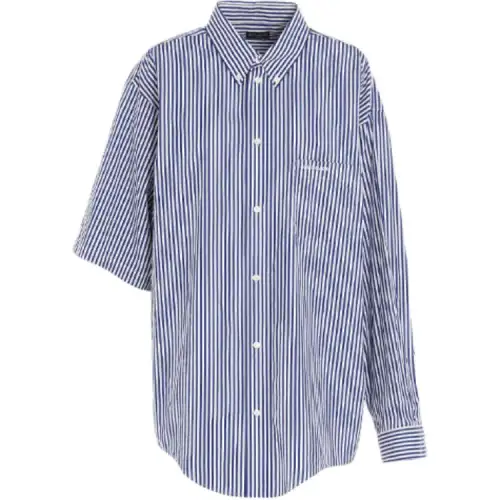 Balenciaga Shirts Women's Light Blue Pointed Collar Moderate Shirt