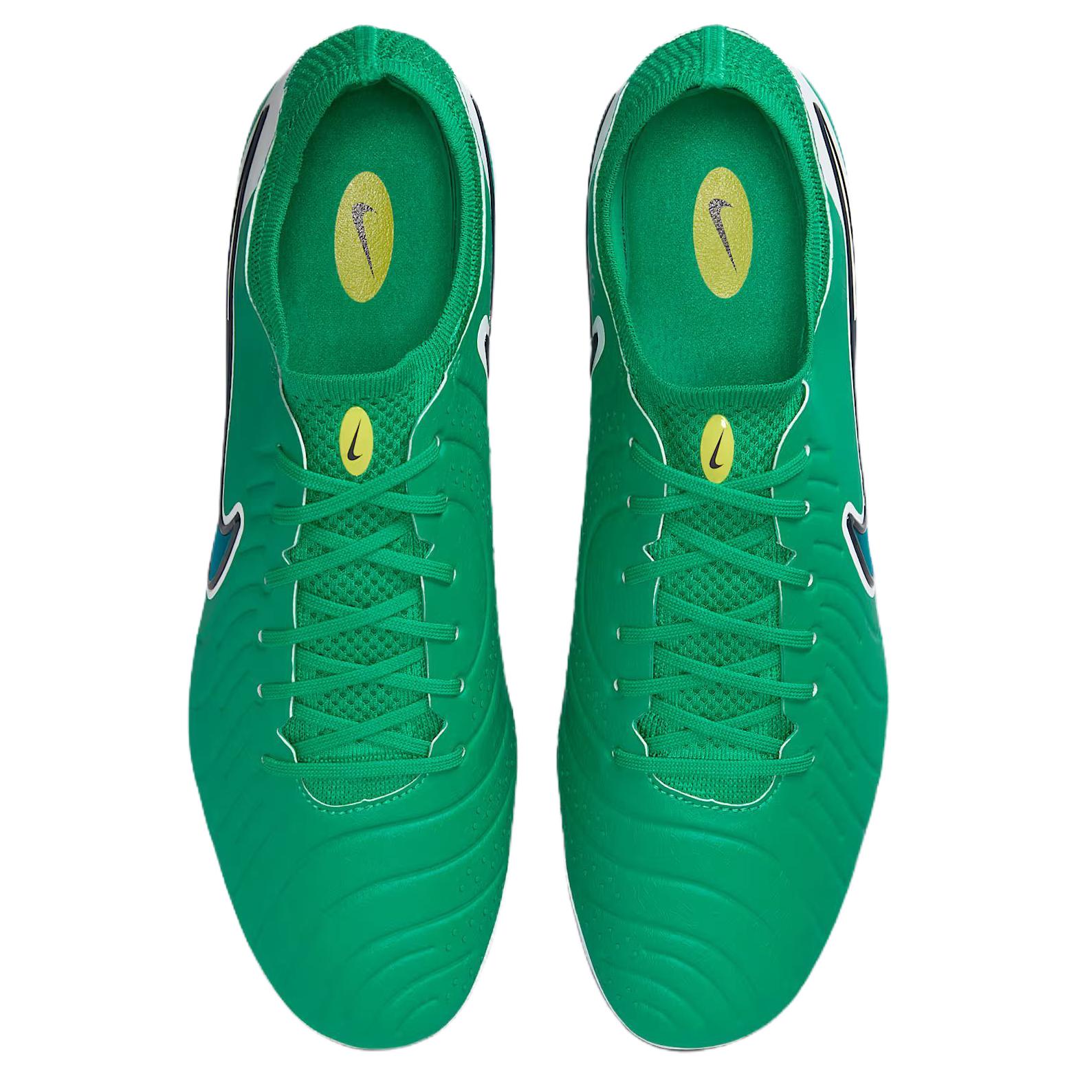 Nike Tiempo Legend 10 Natural Grass Artificial Leather Abrasion Resistant Soccer Shoes Unisex Green