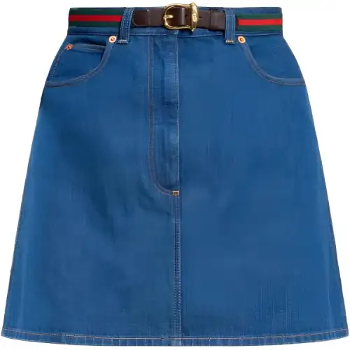 GUCCI Belted Denim Miniskirt