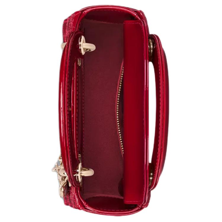 Женская сумка Dior Lady Dior (вишнево-красная) — фото 4