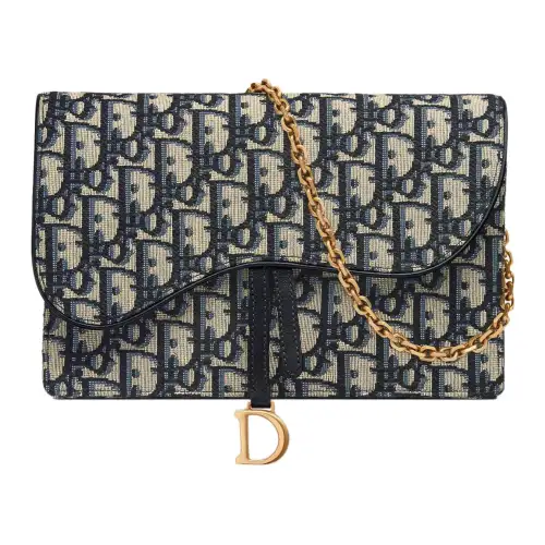 DIOR Saddle Fabric Saddle Bag, Shoulder Bag, Crossbody Bag, Clutch Women's Denim Blue