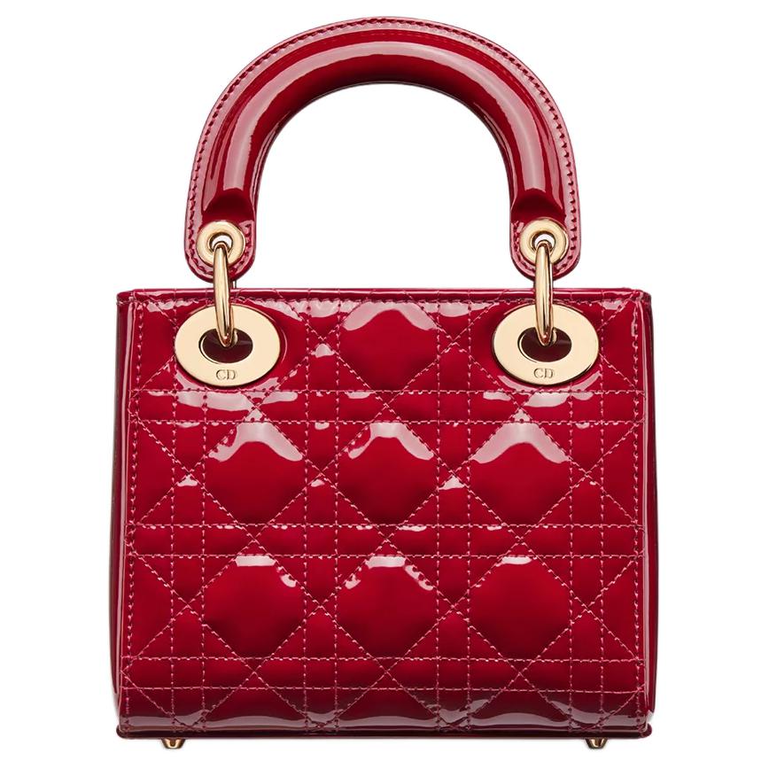 Женская сумка Dior Lady Dior (вишнево-красная) — фото 3
