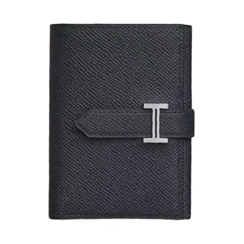 HERMES Bearn Epsom Calfskin Wallet Women's Black