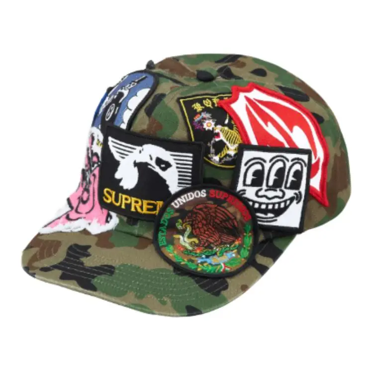 Supreme Cotton Baseball Caps Unisex Olive Camouflage/Black/Red/Marine Blue