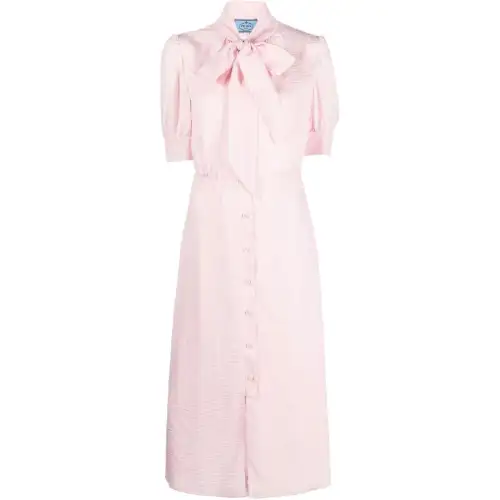 PRADA FW22 Short Sleeved Dress Women's Pink