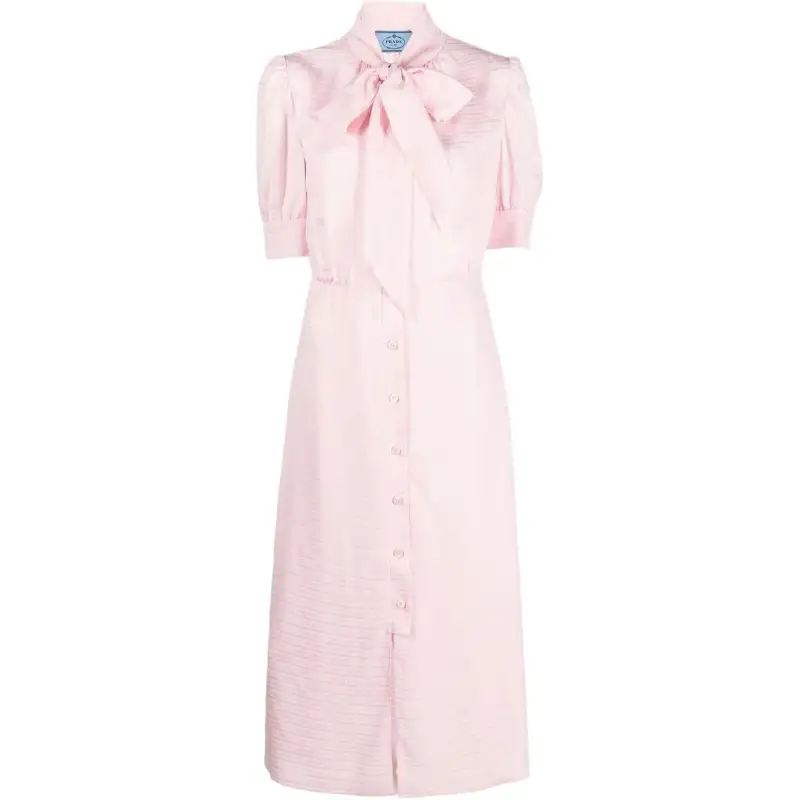PRADA FW22 Short Sleeved Dress Women's Pink