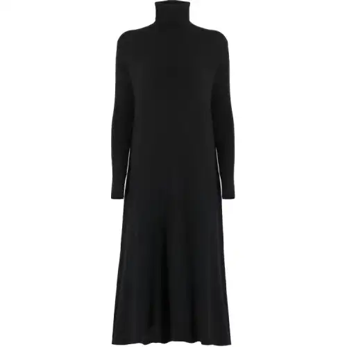 Loro Piana Long Sleeved Dresses Women's Black Turtleneck Moderate Mid Length
