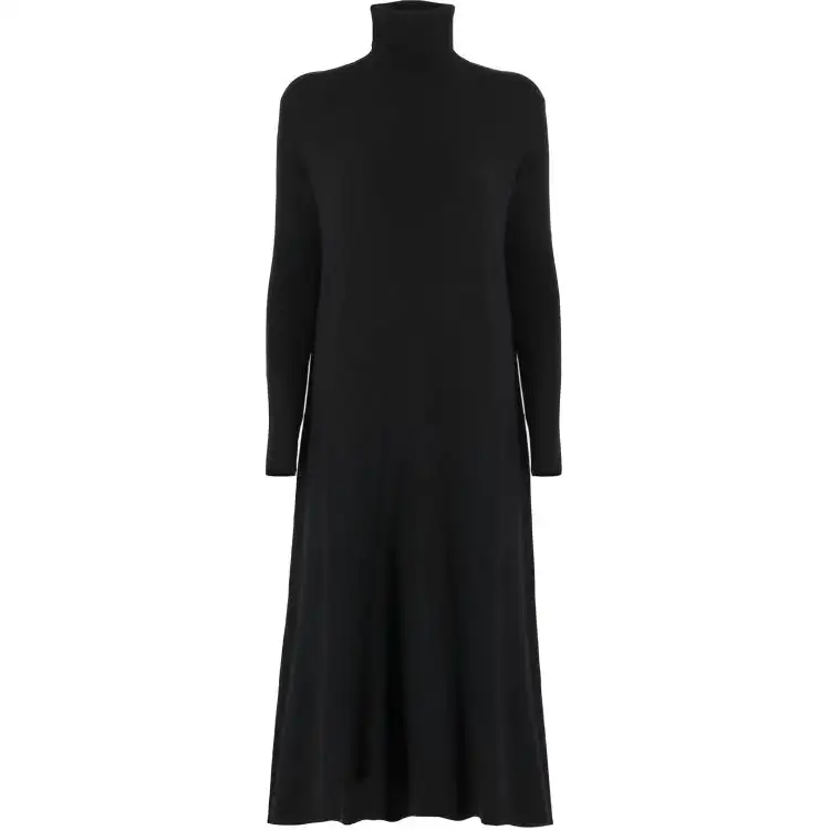 Loro Piana Long Sleeved Dresses Women's Black Turtleneck Moderate Mid Length