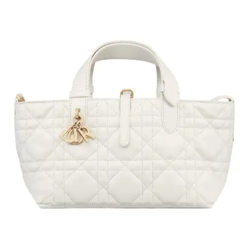 DIOR Toujours Cow Leather Native Handbag Small Women's White
