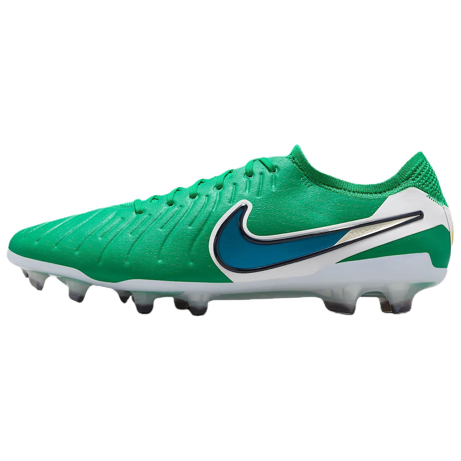 Nike Tiempo Legend 10 Natural Grass Artificial Leather Abrasion Resistant Soccer Shoes Unisex Green