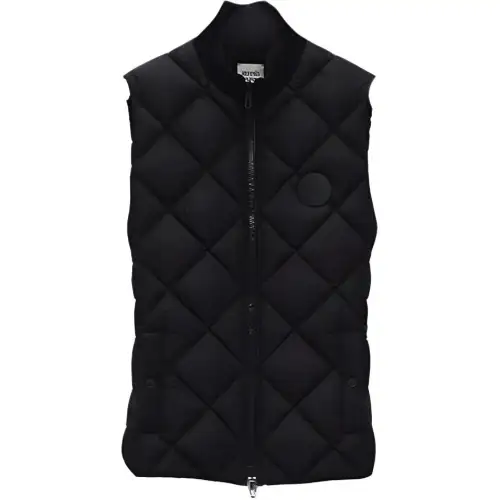 HERMES Down Vests Unisex Black Stand Collar Moderate