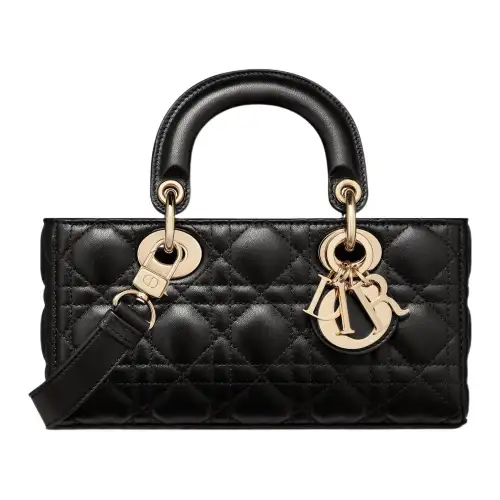 DIOR Lady D Joy Lambskin Handbag Small Women's Black