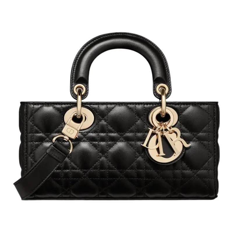 DIOR Lady D Joy Lambskin Handbag Small Women's Black