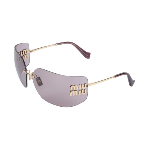 MIU MIU Irregular Shape Sunglasses Women's Gold