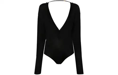 SAINT LAURENT V-neck Fine-knit Bodysuit