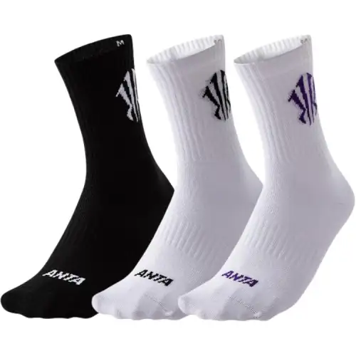 Anta Irving series, sports and leisure, versatile, non-slip and wear-resistant, breathable and comfortable, basketball socks, same style for men and women, 3 pairs