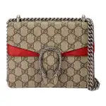 GUCCI Dionysus Canvas With Suede Chain Bag, Crossbody Bag, Shoulder Bag Women's Ebony & Red