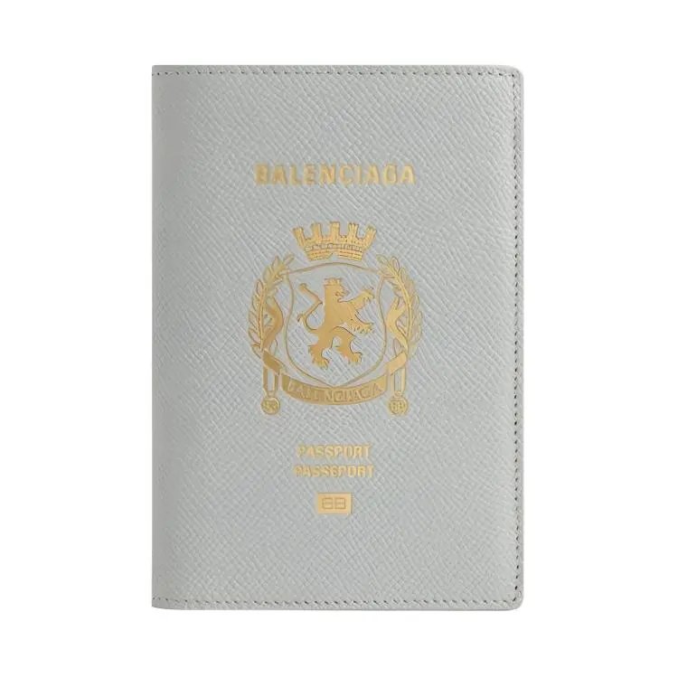 Balenciaga Cow Leather Wallet Unisex Gray
