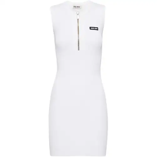 MIU MIU Viscose Dress Sleeveless Dress Women's White
