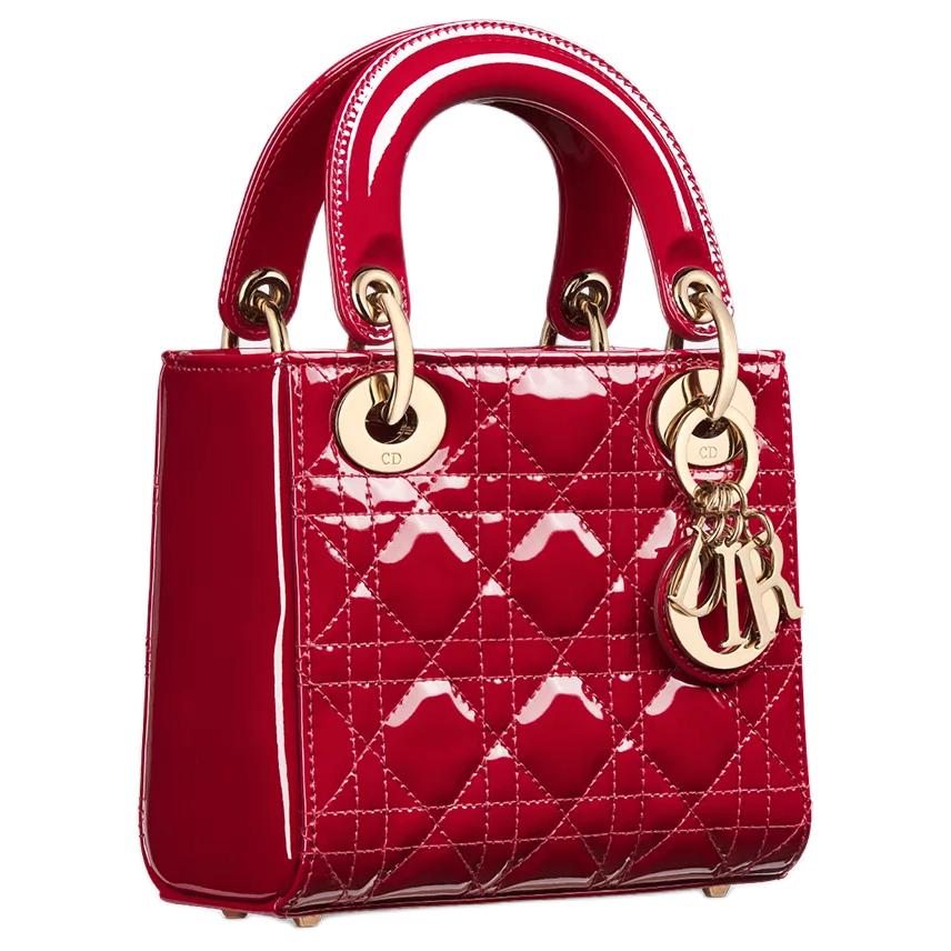 Женская сумка Dior Lady Dior (вишнево-красная) — фото 2