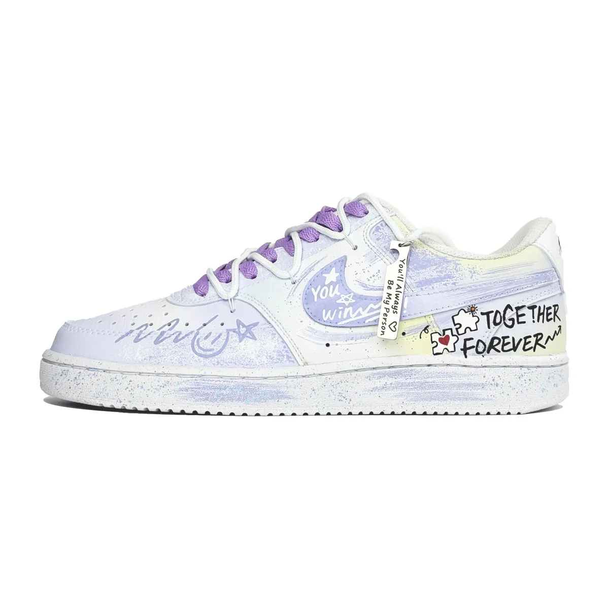 Nike Court Vision 1 Skate Shoes Unisex Low-top White/Purple