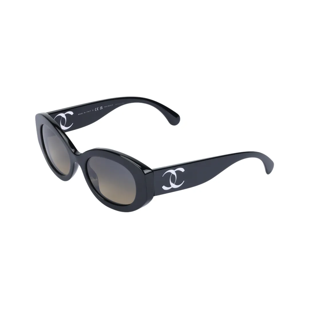 CHANEL Irregular Shape Sunglasses Unisex Black