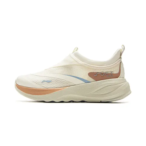 Li Ning SOFT GO 2 Cushioning Slip Resistant Abrasion Resistant Breathable Lightweight Low top Casual Shoes Women's Ecru