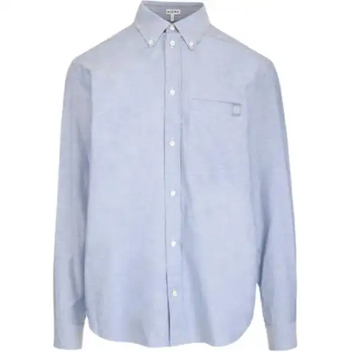 LOEWE Shirts Men's Blue Lapel Moderate Other