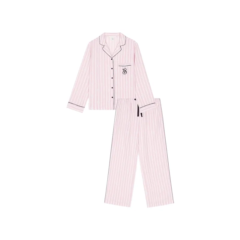 Victoria's Secret Pajama Set Dense Texture Lightweight Smooth And Sleek Women's Pink White Stripes