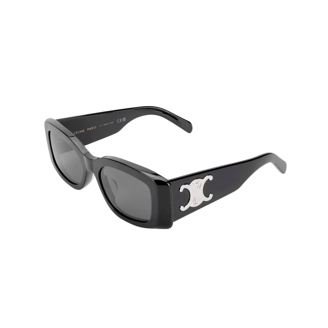 CELINE Women's Logo Acetate Rectangular Sunglasses Black